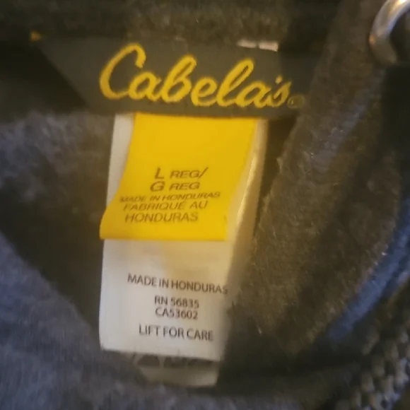 Cabela's Charcoal Hoodie Unisex Large Sweatshrt. Great Condition. - Picture 4 of 4